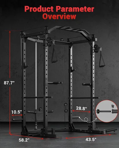 Vista 6 de GarveeLife Power Cage, Multi-Functional Power Racks for Home Gym with Cable Crossover System, 1600 LBS Weight Capacity Fitness Squat Rack for