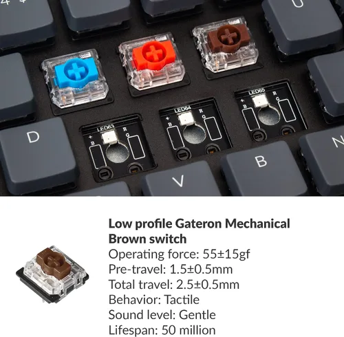 Vista 2 de Keychron K5 SE - Teclado mecánico inalámbrico ultra delgado de tamaño completo con 104 teclas intercambiables en caliente con Bluetoothcable USB