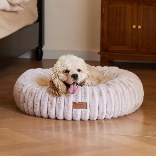 Vista 11 de FUKUMARU Cama para Perros, Camas Calmantes en Forma de Dona para Cachorros Ansiosos, Cama Moderna y Estética para Gatos con Estampado Degradado