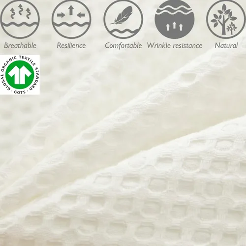 Vista 3 de Brandream Juego de ropa de cama de 3 piezas para cuna de bebé, color blanco sólido, 100% algodón, tejido de gofre, de coco, elegante, unisex