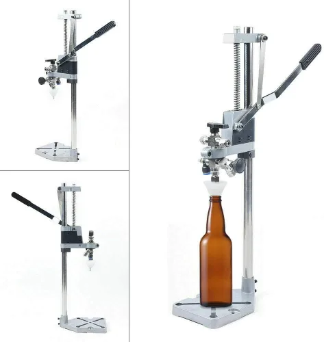 Vista 5 de YIYIBYUS Presión manual de botellas: llenado de botellas de contrapresión, llenado de botellas de cerveza de acero inoxidable/vino, máquina