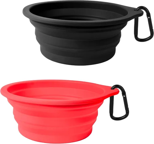 Vista 2 de PetBonus 2-Pack Silicone Collapsible Dog Bowls and Dog Collar Safety Clip