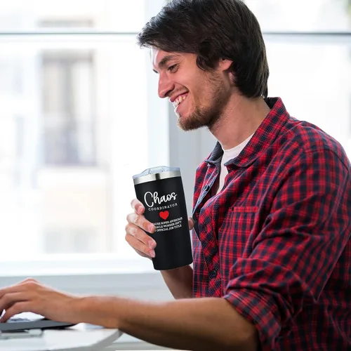 Vista 6 de ANINKABOVE Chaos Coordinator - Vaso para compañeros de trabajo para mujeres, regalos de jefe, regalos de oficina para mujeres, sorbe y go, 20 onzas