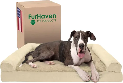 Vista 54 de Furhaven Cama para perro de espuma viscoelástica para perros medianos y pequeños con cojines extraíbles y funda lavable, para perros de hasta 35