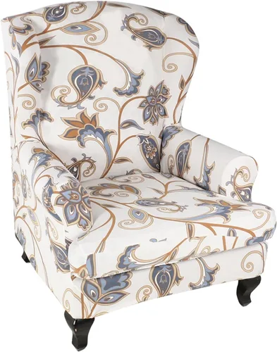 Vista 28 de HAOYONG Fundas para silla de alas estampadas, 2 piezas, fundas elásticas para sillón con respaldo de ala, fundas protectoras lavables para sala