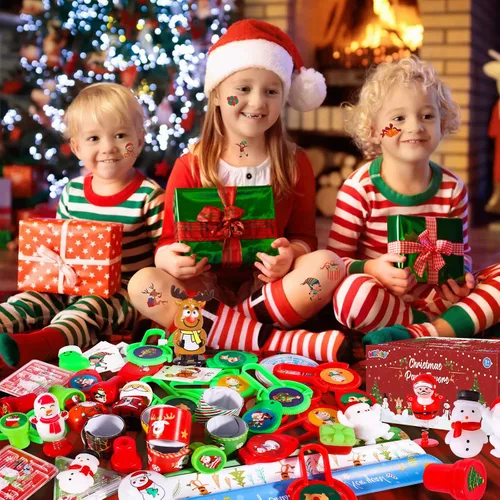 Vista 6 de MGparty 96 juguetes de Navidad a granel para niños, rellenos de piñata, recompensas de aula, premios de carnaval, caja del tesoro, juguetes