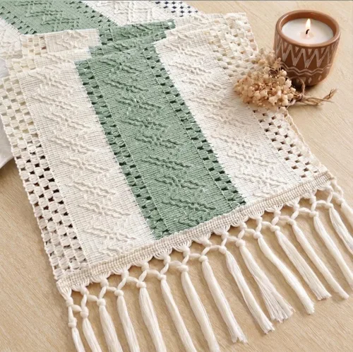 Vista 10 de FEXIA Camino de mesa bohemio para decoración del hogar, 12 x 72 pulgadas, decoración rústica de macramé Beige
