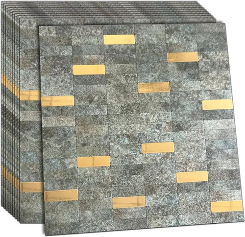 Vista 8 de XUANINY Azulejos de Mosaico de Aluminio Autoadhesivos para Despegar y Pegar, Pegatinas de Azulejos de Pared para Salpicadero de Cocina