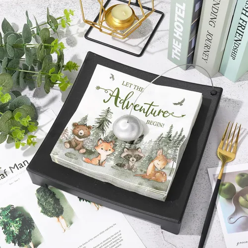 Vista 3 de JarThenaAMCS 80 servilletas de papel con texto en inglés «Let The Adventure Begin» (Let The Adventure Begin), servilletas de papel desechables