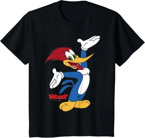 Vista 28 de Woody Woodpecker Camiseta con logotipo de cuerpo completo Negro