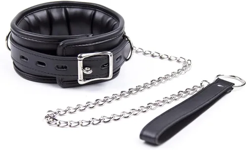 Vista 3 de Lakevill Canada Gargantilla de cuero suave collar de gargantilla de cuero ajustable con cadena para hombres y mujeres color negro Cuero sintético No