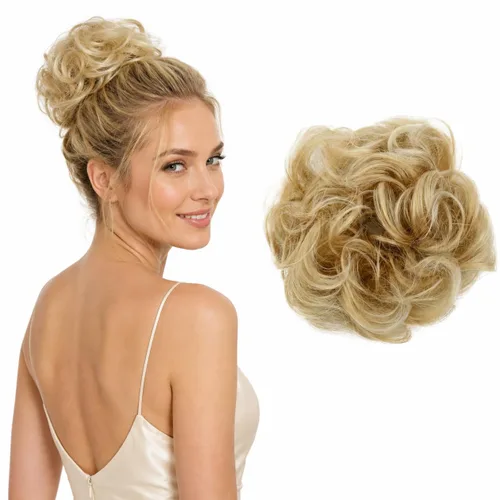 Vista 15 de CAISHA Postizo Grande Scrunchy Recogido Peinado Nupcial Rizado Moño Despeinado Marrón Chocolate Oscuro G2E