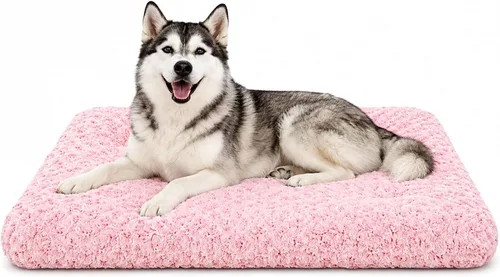 Vista 15 de Cama para perro de tamaño mediano, alfombra lavable de felpa para mascotas Negro