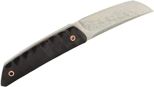 Vista 8 de MASALONG VG10 Damasco Short tanto cuchillo kni198 Hoja fija de espiga completa (mango negro)