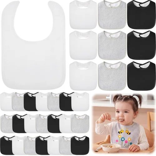Vista 7 de Toulite 30 baberos para bebé, unisex, para niños y niñas, lavables, reutilizables, impermeables, de algodón, con diseño de doble cara para recién