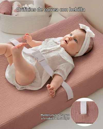 Vista 4 de Blissful Diary Funda de muselina para cambiador de pañales para bebés, algodón ultrasuave y transpirable, 2