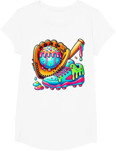 Vista 21 de Ice Cream Drip Baseball Stuff Baseball Drip For Boys Graphic T-Shirt, Negro -, Pequeña