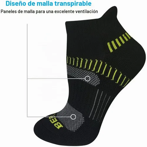 Vista 3 de BERING Calcetines tobilleros acolchados para correr atléticos para mujer (6 pares)