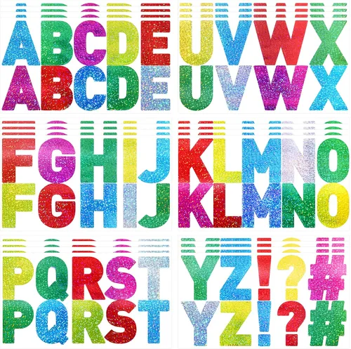 Vista 10 de 232 piezas de 24 hojas de calcomanías de letras grandes de 2.5 pulgadas, calcomanías de letras del alfabeto, calcomanías autoadhesivas para tablón