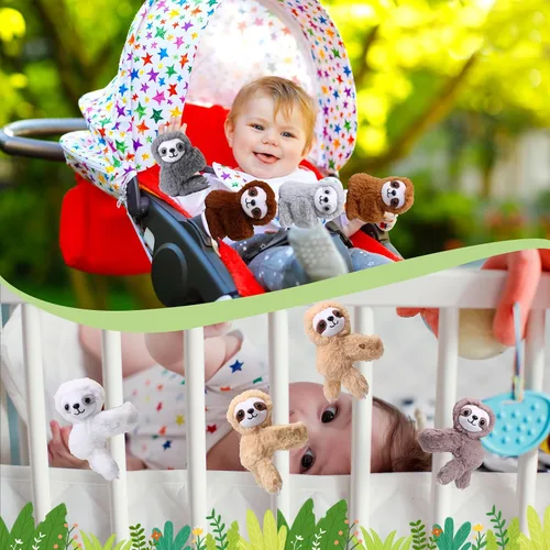 Vista 5 de Liliful Paquete de 8 pulseras de peluche para niños, regalos de animales de peluche, premios de clase de graduación de 8 pulgadas, muñequera, linda