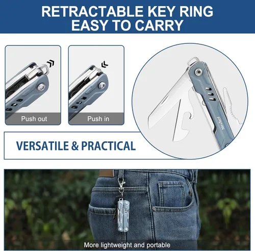 Vista 3 de NexTool Mini Sailor S11 Llavero multiherramienta, alicates EDC compactos 11 en 1 con cuchillo de bolsillo, tijeras y destornilladores