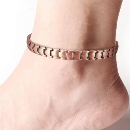 Vista 2 de MagVIVACE Tobillera de cobre puro para hombre, pulsera de tobillo magnética de 10 pulgadas con imanes, regalo de joyería (tobillera para hombre)