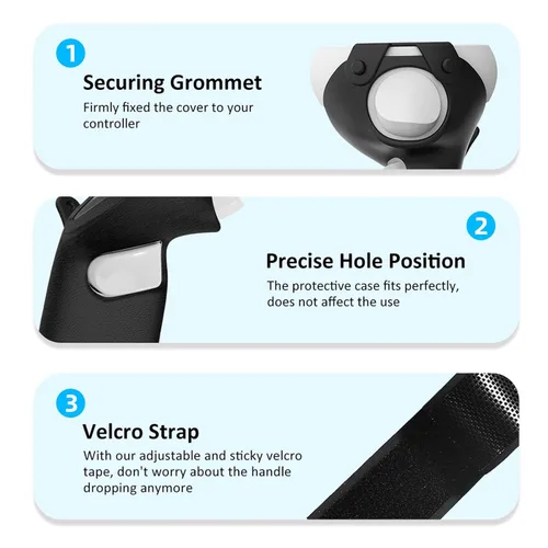 Vista 5 de Controller Grips Cover for Oculus Quest 2, Extended Controller Hand Strap with Adjustable Knuckle Handles for Boxing and Star Wars, Controller
