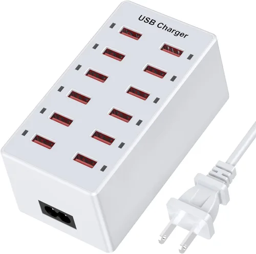 Vista 11 de Estación de carga USB C, cargador de pared para teléfono celular, 10 puertos USBC de carga rápida, cubo de alimentación 4 USB C 6 USB A, bloque