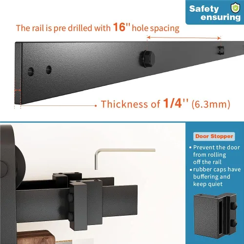 Vista 4 de ZEKOO Kit de herrajes para puertas corredizas de granero de doble vía de 4