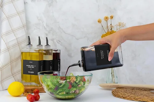 Vista 6 de Molimoli Dispensador de Aceite de Oliva para Cocina, Vertedor Automático, Dispensador de Botella de Vidrio Delgada para Cocina, Aceitera de Aceite
