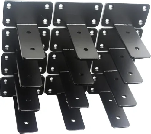 Vista 39 de Paquete de 2 - Soportes de estante en L ocultos negros de 4 pulgadas (1/5 pulgada de grosor) Soportes de estante flotante de hierro Soportes