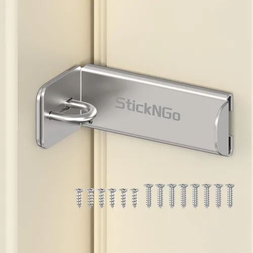 Vista 13 de Cerradura de puerta corredera de 90 grados, pestillo de hasp de ángulo recto de seguridad, pestillo de puerta para puerta corredera apto para Negro