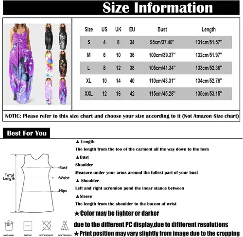 Vista 6 de Women's Spring Fashion 2023 Dresses Casual Butterfly Print V-Neck Sleeveless Long Dress Dresses