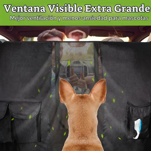 Vista 3 de Barrera de red para automóvil para SUV, barrera para mascotas con cuerda ajustable y bolsa de almacenamiento, barrera de valla para perros
