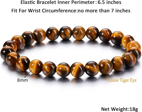 Vista 32 de Jovivi Pulsera elástica de cuentas redondas semipreciosas naturales – 0.315 pulgadas hecha a mano con cuentas de piedras preciosas curativas