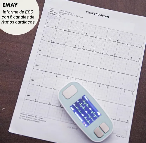 Vista 7 de EMAY 6L Monitor ECG portátil Graba ECG y frecuencia cardíaca en 6 canales Compatible con Smartphone y PC No se requiere suscripción