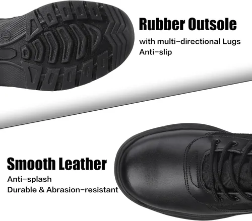 Vista 4 de QUNLON Botas militares tácticas para hombre, con cremallera lateral, ligeras, 8 pulgadas, botas de motocicleta de combate militar para trabajo