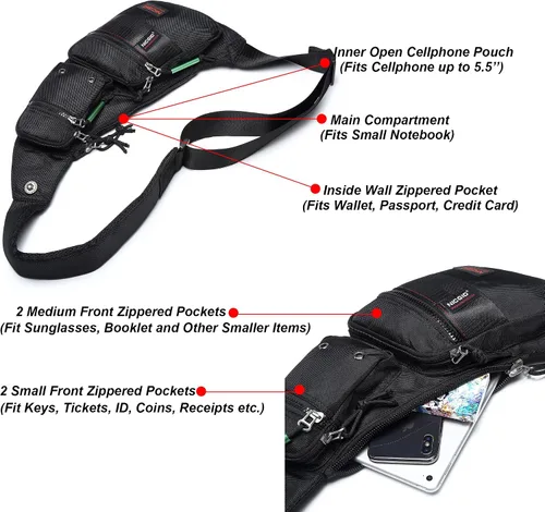 Vista 3 de NICGID Mochilas tipo bandolera, bolsa de pecho con bandolera, bolsas cruzadas de hombro para hombres y mujeres, viajes al aire libre Outdoor Travel