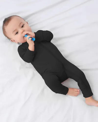 Vista 6 de GUISBY Mameluco sin pies para bebé, pijama de rayón con cremallera de 2 vías con manga larga