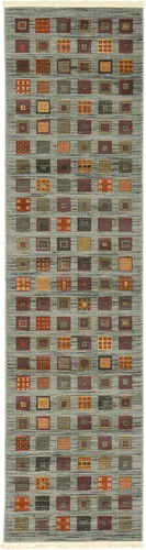 Vista 3 de Unique Loom Fars Collection - Alfombra moderna clásica de diseño geométrico inspirado en tribal, 2 pies 7 pulgadas x 10 pies 0 pulgadas, azul
