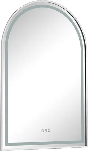Vista 5 de Espejo LED rectangular con marco cromado de 39 pulgadas de ancho x 26 pulgadas de alto, antiempañamiento, regulable, montaje en pared, espejo