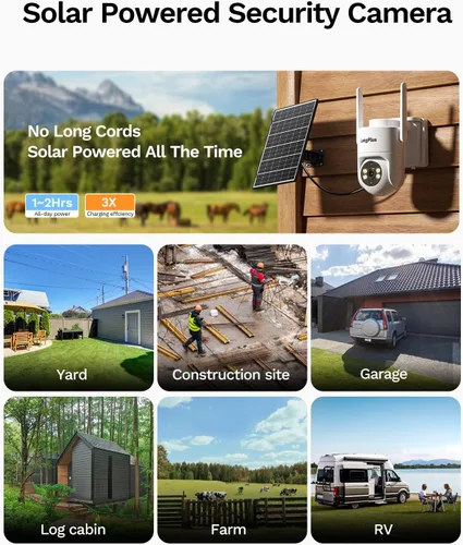 Vista 5 de LongPlus Cámara de seguridad solar 2K inalámbrica al aire libre