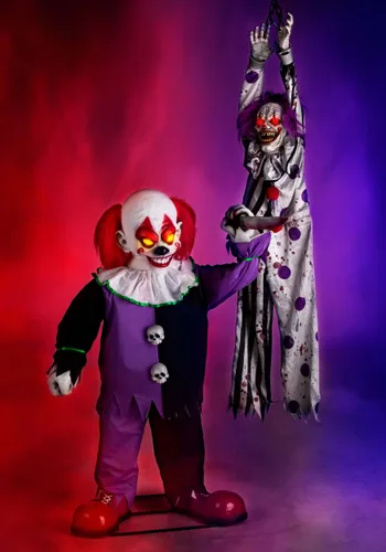 Vista 4 de Decoración Animatrónica de Payaso Asesino de 1.2 m para Halloween Multicolor