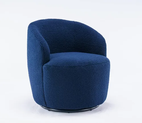 Vista 45 de Silla giratoria decorativa, moderna silla tapizada de barril con respaldo ergonómico y cojín cómodo, sillón individual de ocio para sala de estar