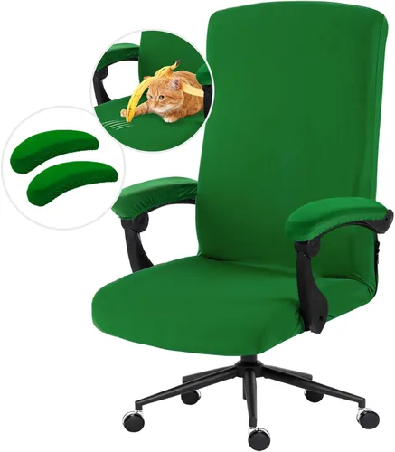 Vista 15 de Fundas elásticas resistentes al agua para sillas de computadora - Protectores lavables para respaldo giratorio y asiento para mascotas - Negro