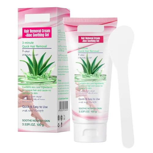 Vista 9 de Crema depilatoria para mujeres, crema depilatoria de aloe vera para áreas íntimas y áreas púbicas, depilación para cuerpo, piernas, brazos, axilas