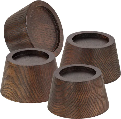 Vista 7 de Elevadores de cama (juego de 4) elevadores de muebles de altura de 2 pulgadas, elevadores de madera maciza de roble para cama, elevadores de muebles