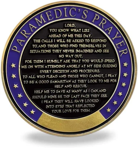 Vista 2 de Monedas conmemorativas de oración de los paramédicos EMT EMT de los servicios médicos de emergencia