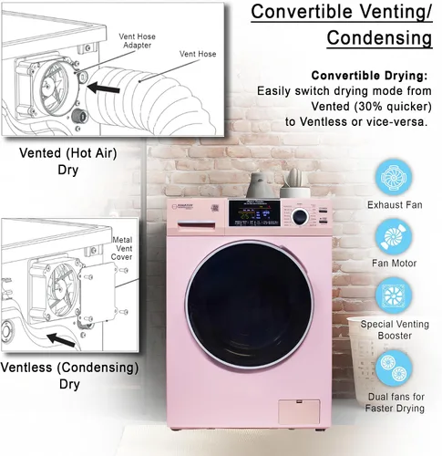 Vista 4 de Equator 24" 110V Convertible Compact Combo Washer Dryer, Pink