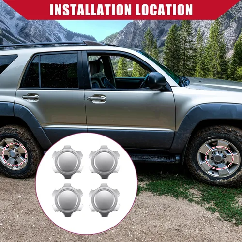Vista 2 de 4260304030 / Tapas centrales de cubo de rueda para Toyota 4Runner 1996-2002 / Durable/plástico / 4 piezas/tono plateado